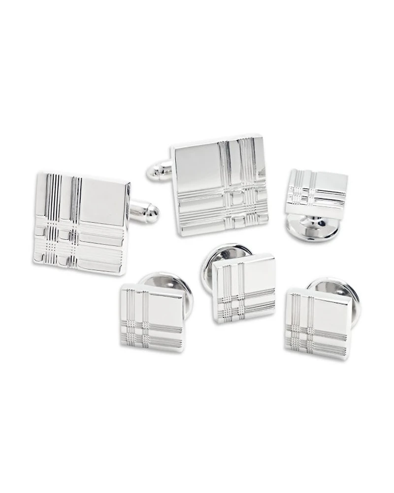 Tartan Plaid Stud & Cufflink Set