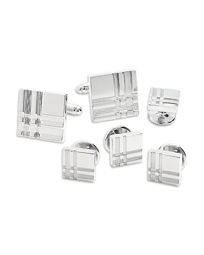 Tartan Plaid Stud & Cufflink Set