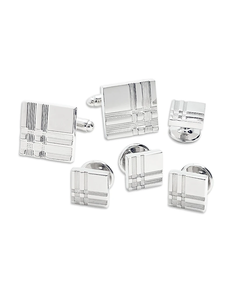 Link Up Tartan Plaid Stud & Cufflink Set