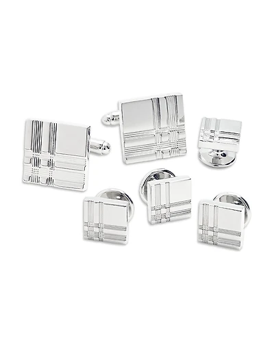 Link Up Tartan Plaid Stud & Cufflink Set