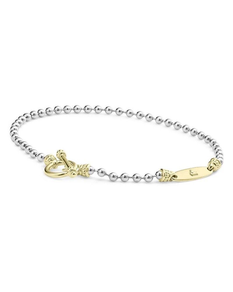 18K Yellow Gold & Sterling Silver Signature Caviar Toggle Bracelet