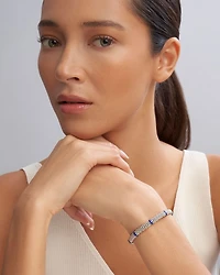 Ultramarine Ceramic & Sterling Silver Blue Caviar Station Bracelet