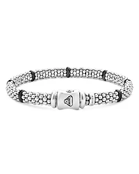 Ceramic & Sterling Silver Black Caviar Station Bracelet