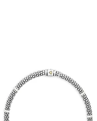 Ceramic & Sterling Silver White Caviar Diamond Station Necklace