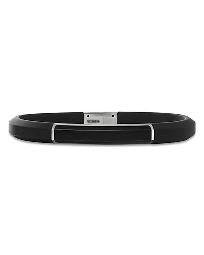 Men's Streamline® ID Bracelet in Black Rubber with Black Onyx and Sterling Silver, 8mm