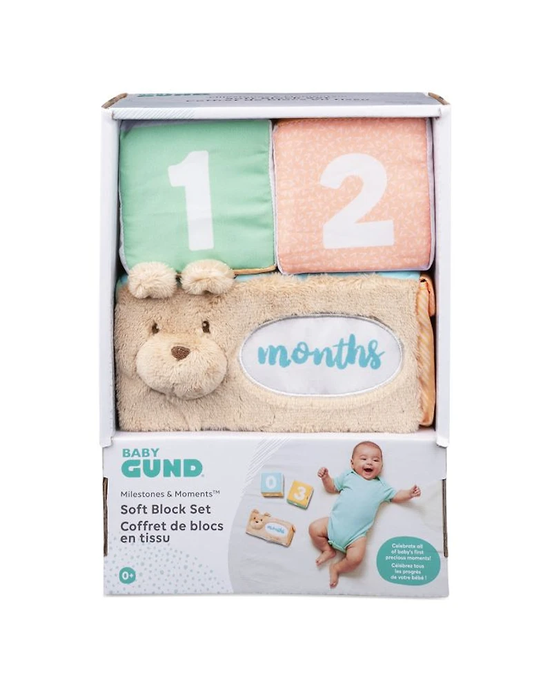 Baby GUND Milestones and Moments Soft Blocks, Plush Photo Prop Sensory Toy Blocks - Ages 0+