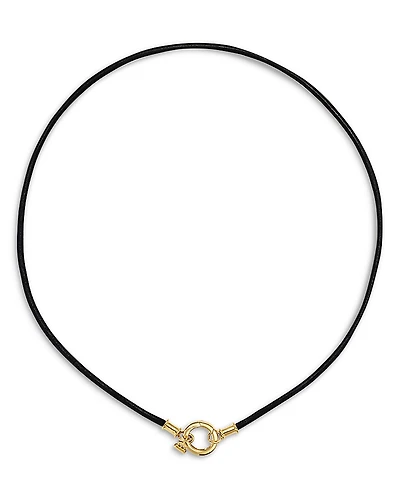 Temple St. Clair 18K Yellow Gold Classic Black Leather Cord Necklace, 18