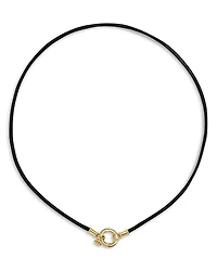 Temple St. Clair 18K Yellow Gold Classic Black Leather Cord Necklace, 18