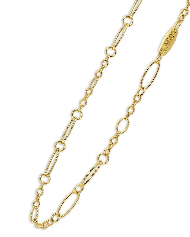 18K Yellow Gold Signature Caviar Oval Link Chain Necklace, 20"