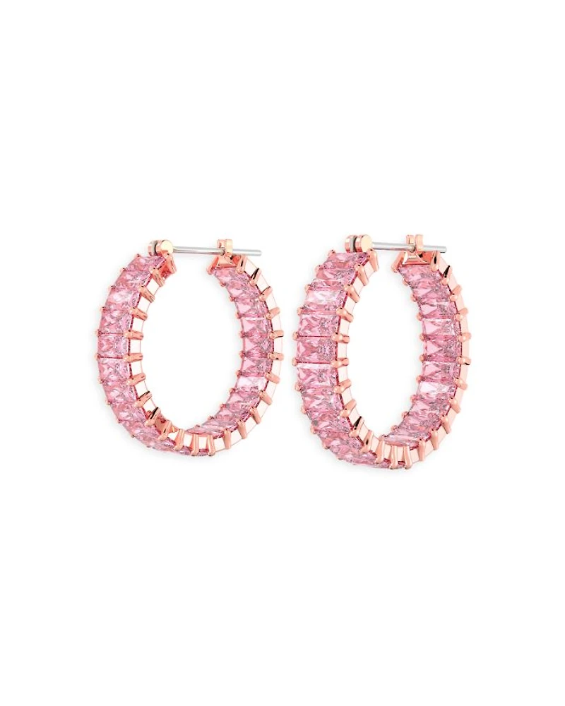 Matrix Baguette Crystal Hoop Earrings