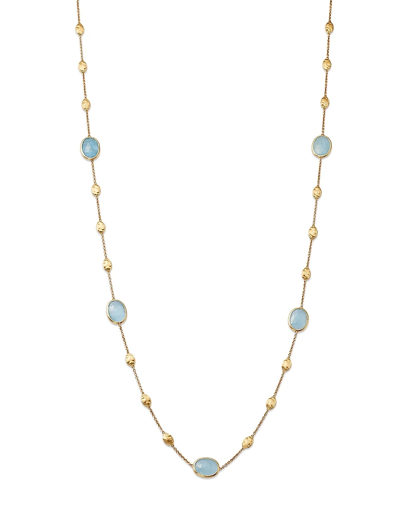 Marco Bicego 18K Yellow Gold Siviglia Aquamarine Beaded Strand Necklace, 36L
