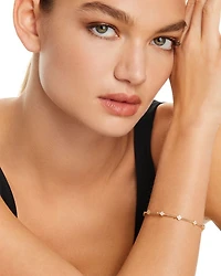Diamond Cluster Beaded Bangle Bracelet in 14K Gold