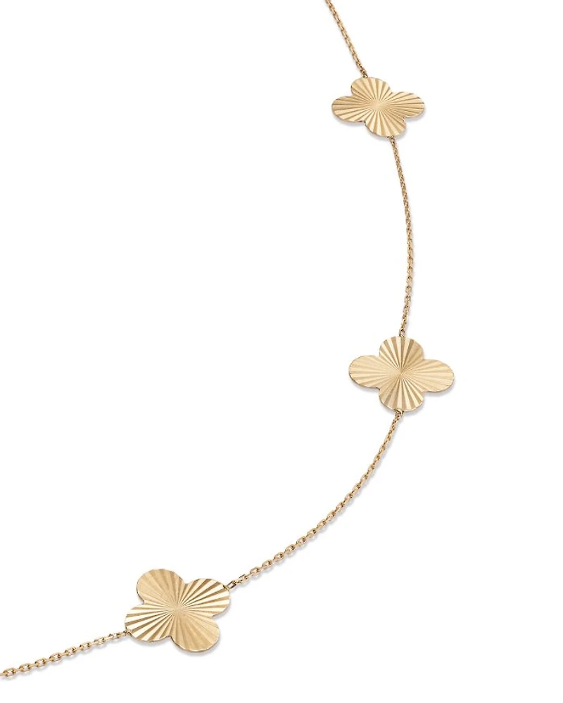 14K Yellow Gold Flower Statement Necklace, 27"