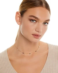14K Yellow Gold Heart Station Necklace, 18"-20"