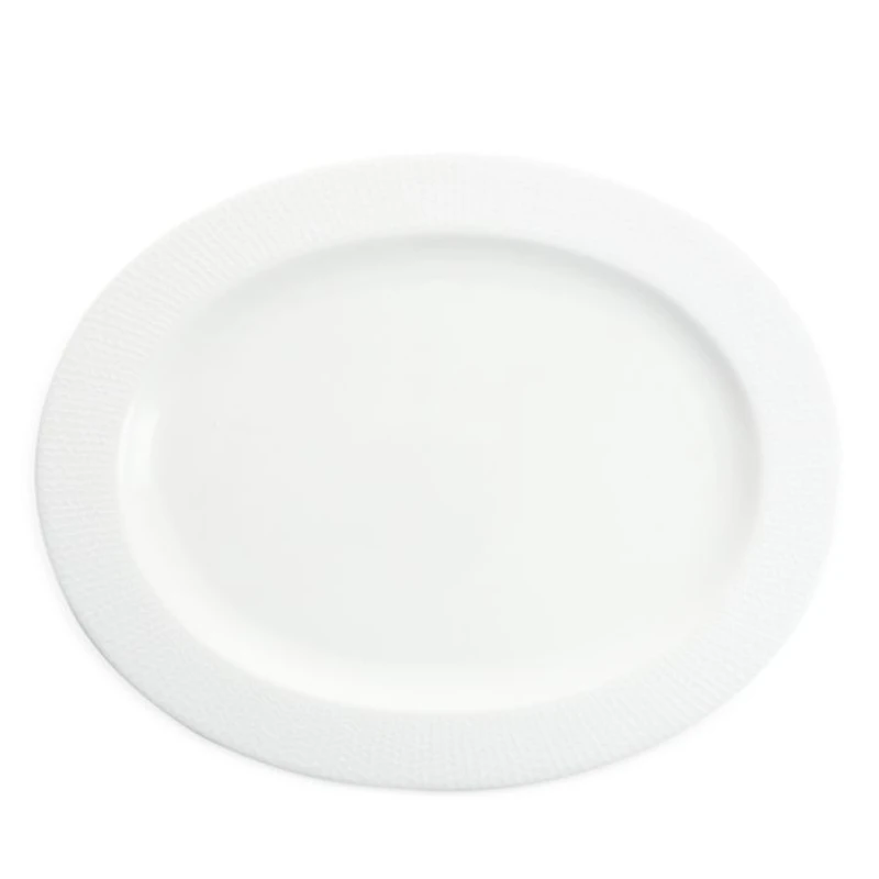 Amanda White Embossed Oval Platter, 14"