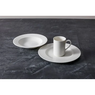 Amanda White Embossed Pasta Bowl, Set of 4