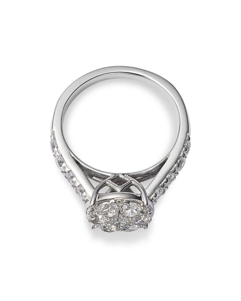 Diamond Cluster Ring in 14K White Gold, 1.60 tcw