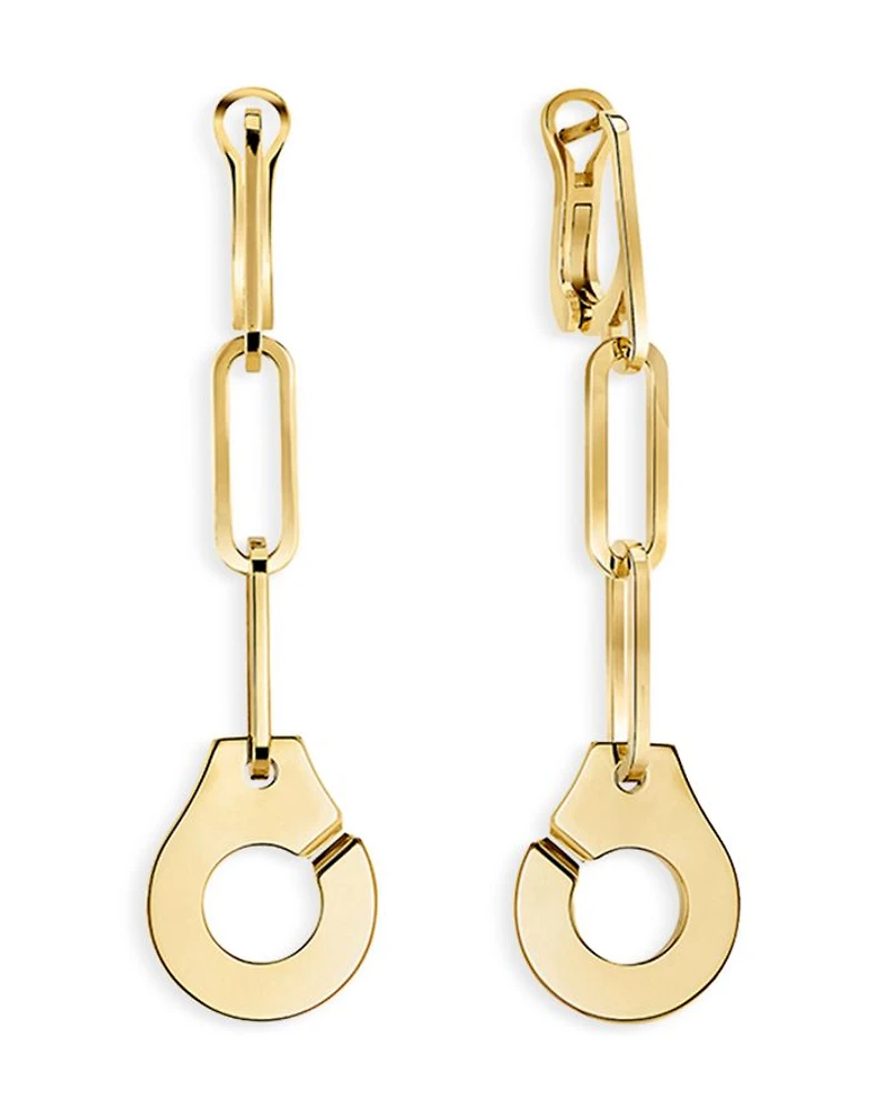 18K Yellow Gold Menottes Link Drop Earrings