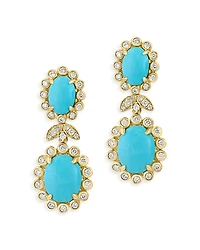Bloomingdale's Fine Collection Turquoise & Diamond Flower Drop Earrings