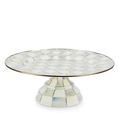 Sterling Check Enamel Pedestal Platter
