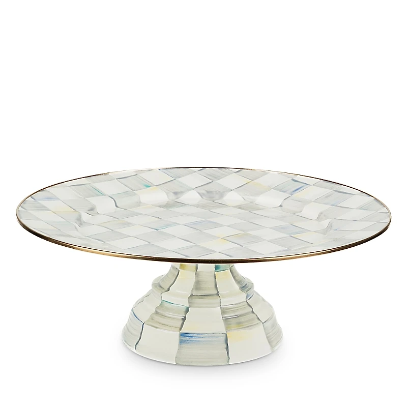 Mackenzie-Childs Sterling Check Enamel Pedestal Platter