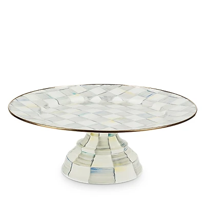 Mackenzie-Childs Sterling Check Enamel Pedestal Platter