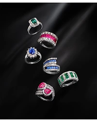 Sapphire & Diamond Bypass Ring in 14K White Gold