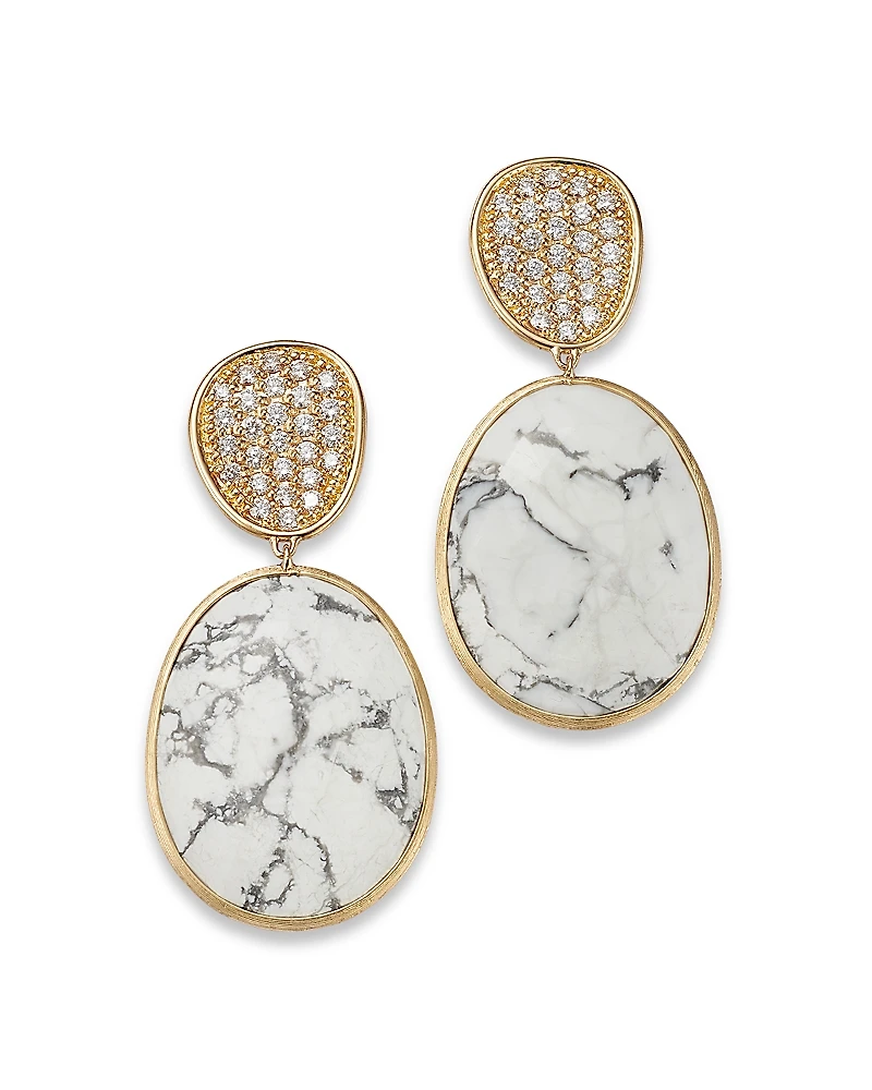 Marco Bicego 18K Yellow Gold Lunaria Howlite & Diamond Drop Earrings - Exclusive