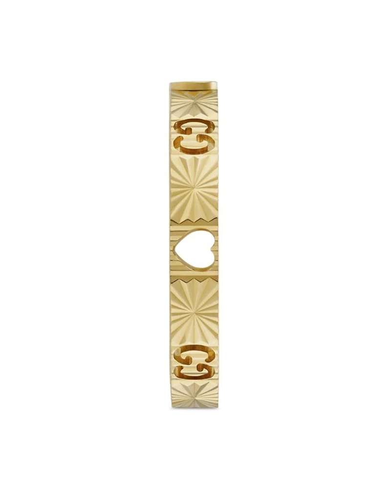 18K Gold Icon Diamond Pavé, Heart & Double G Band Ring