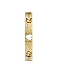 18K Gold Icon Diamond Pavé, Heart & Double G Band Ring