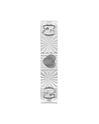 18K White Gold Icon Heart & Double G Band Ring