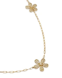 Diamond Flower Station Necklace in 14K Yellow Gold, 0.50 tcw