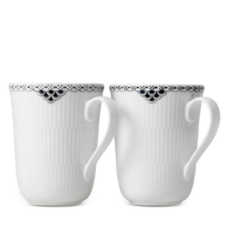 Black Lace Mug, Set of 2