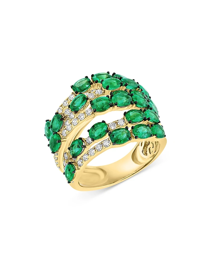 Bloomingdale's Fine Collection Emerald & Diamond Multi Row Band
