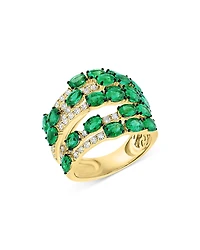 Bloomingdale's Fine Collection Emerald & Diamond Multi Row Band
