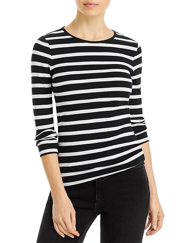 Cotton Long Sleeve Striped Tee