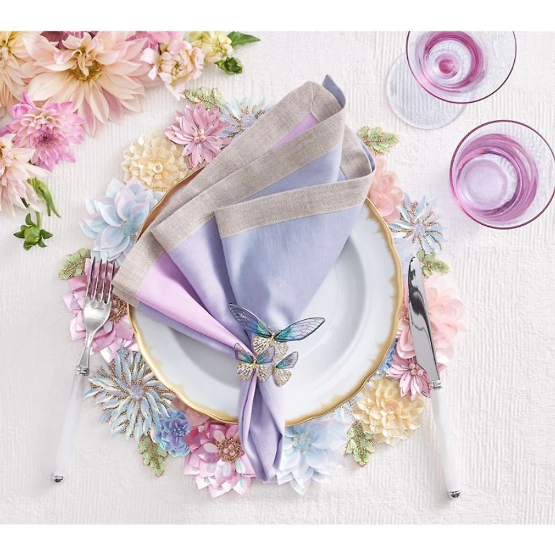 Flutter Napkin Ring in Lilac & Periwinkle, Set of 4 in a Gift Box