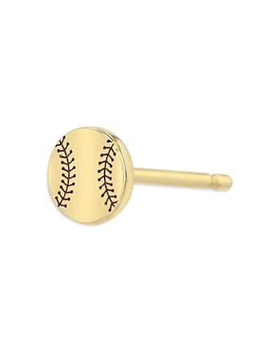 14K Yellow Gold Itty Bitty Symbols Baseball Single Stud Earring