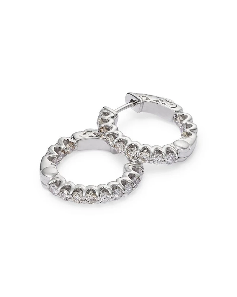 Diamond Inside Out Hoop Earring in 14K White Gold, 1.20 tcw