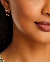 14K Yellow Gold Heavy Metal Oval Link Chain Drop Front to Back Earrings