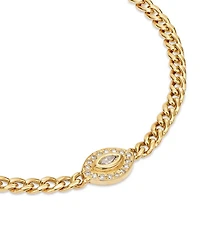 14k Yellow Gold Small Curb Chain Marquise Diamond Halo Bracelet