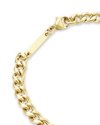 14K Yellow Gold Floating Diamonds Diamond Curb Link Chain Bracelet