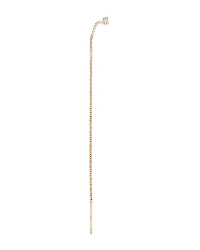 14K Yellow Gold Diamond (0.06 tcw) Prong Threader Earrings