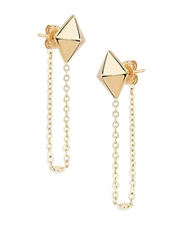 Moon & Meadow 14K Yellow Gold Pyramid Stud Draped Chain Earrings - Exclusive