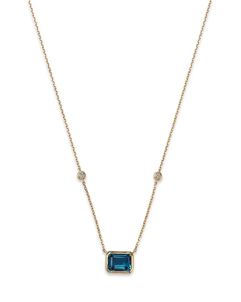 Gemstone & Diamond Pendant Necklace 14K Yellow Gold, 18"
