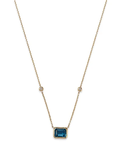 Gemstone & Diamond Pendant Necklace 14K Yellow Gold, 18"