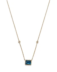 Gemstone & Diamond Pendant Necklace 14K Yellow Gold, 18"