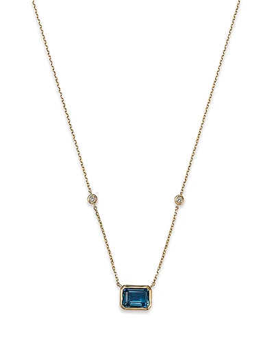 Bloomingdale's Fine Collection London Blue Topaz & Diamond Pendant Necklace