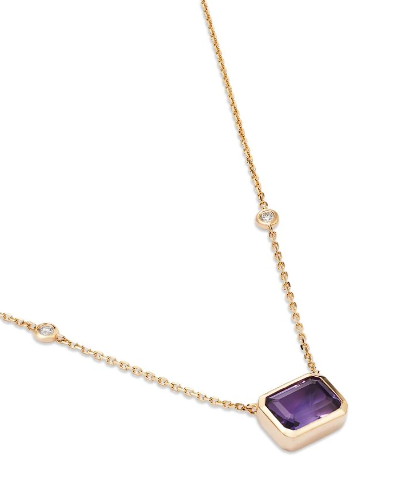 Gemstone & Diamond Pendant Necklace 14K Yellow Gold, 18"