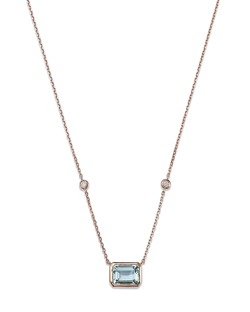 Bloomingdale's Fine Collection Aquamarine & Diamond Pendant Necklace